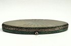 Antique 18th C  French Shagreen Silver And Mother Of Pearl Navette Shaped Box