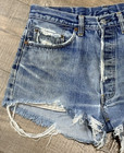 Vtg Distressed 1970s Levi s 501 Selvedge Cut-off Denim Shorts  Sf-207 - 32  X 3 