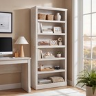 75 2  Tall 6-tier White Bookcase Adjustable Wide Book Bookshelf Storage Shelvin