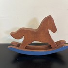 Vintage Classic 80 s Wooden Rocking Horse Figure 7 5    With Blue Heart Grannycore