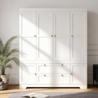 4 Door Armoire Wardrobe Closet 2 Drawer Cabinet Tall Closet 70  Clothing Storage