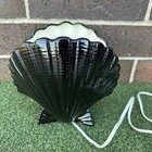 Vintage Mid Century Ceramic Clam Shell Night Light Table Lamp Black White