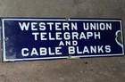 Western Union Sign Vintage Original Telegraph And Cable Blanks  Porcelain