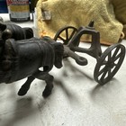 Team Of Arcade Cast Iron Horses With Harness And Front  Wheels From Dump Wagon