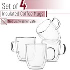 Btat- Double Wall Glass Coffee Mugs  12 Oz  Set Of 4  12 Clear 