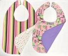 Adult Bibs 2 Pack Special Needs Elderly Handmade Reversible Pink Stripe New