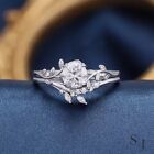 2 00 Carat Round Cut Moissanite Bridal Set Engagement Ring Solid 14k White Gold