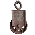 Antique Cast Iron Wheel Farm Well Pulley Green Patina Block   Tackle Garden