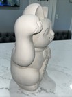 Large Lucky Cat Maneki Neko Raised  Paw 13 5    Bank Ceramic Unpainted Raw