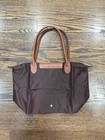 Longchamp Medium  Le Pliage Brown Nylon Leather Tote Bag Never Used No Tags