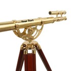 Personalised Antique Brass Refractor Telescope On Wooden Tripod  Nautical Decor