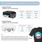 100 Sheets Bulk Printable Inkjet Iron-on Heat Transfer Paper Dark Light Cotton