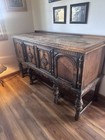 Jacobean Revival Carved Oak Sideboard Buffet Server Credenza