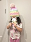Toddler Girl Rainbow Knit Hat Scarf Gloves Set Warm Winter Beanie 3pcs