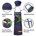  Kids Apron And Chef Hat For Boys Dinosaur Child Large  8-12 Years  Dark Blue
