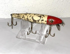 Vintage Pflueger Palomine Wood Fishing Lure  Red white W sparkles