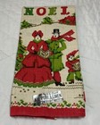 Vintage Tea Towel  Linen  Noel  Christmas Carolers  Trees  Parisian Prints  Mint