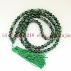 New 6mm Tibet Buddhist 108 Speckled Green Jade Prayer Beads Mala Necklace