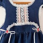 Vintage 90s Toddler Girls Size 3t 4t Navy Blue Lace Trimmed Dress