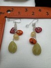 Vintage Barse Sterling Silver Multi Drop Natural Stone Dangle Earrings Red