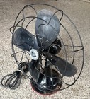 Antique 17  Electric Oscillating 3 Speed Fan Robbins   Myers Black -