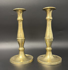 Vtg 2 Solid Brass Candlestick Candle Holders Baluster Style Round Base 10    Tall
