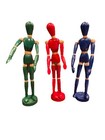 Vtg Set 3 Artist Model Articulated Jointed Posable Wood Mannequins On Stand 13 