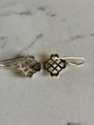 925 Sterling Silver Square Celtic Knot Dangle Drop Hook Earrings Signed No Stone