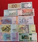 Uncirculated Lot Of 10 Different Foreign Paper Money Banknotes World Currency M5