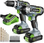 Workpro 20v Cordless Drill Driver Impact Driver Kit W 2pc Batteries Fast Charger