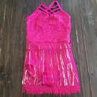 Weissman Dance Costume Fringe Rinestone Accents Girls Size Mc Medium  10-12  
