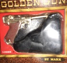 3  Miniature Vintage Antique Golden Guns By Marx Luger Cap Gun Toy  Moc Nos