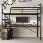 Loft Bunk Bed With L-shaped Desk  Twin Loft Bed For Kids teens W  High Guardrail