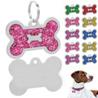Bone  Glitter Laser Custom  Engraved Dog  Tags Personalized    Free Split Ring