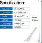 Vhf Marine Radio Antenna 156-163mhz Fiberglass Waterproof  43 5in With 22 9ft