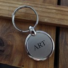 Art Personalized Keychain Heavy Metal Round Classy Name Gift