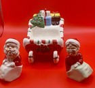 Rare Vtg Lipper   Mann Salt   Pepper Candle Kissing Santa   Mrs Claus In Sleigh