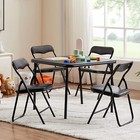 Portable 5 Pcs Kid Folding Card Table And Chairs Set With Soft Pu Padded Cushion