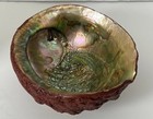 Vtg Large Iridescent Abalone Seashell Smudging Bowl Painted Shell Beach Decor