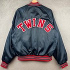 Vintage 80s Chalk Line Minnesota Twins Satin Bomber Jacket L Blue Mlb Usa
