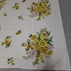 Vintage Tablecloth Floral Yellow Rose Rectangle Cottage Core Cutter Fabric Read