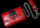 Red Skull Head Leather Bikers Chain Rip  Halloween Gothic Vampire Dead Goth