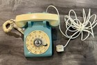Vintage Bell System Western Electric Blue Rotary Desk Phone Cream   Aqua