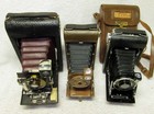 3 Antique Cameras- Red Bellows Kodak No 3  Tan No 1 Pocket Jr   Vigilant Six-20