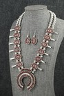 Turquoise  Coral   Sterling Silver Reversible Squash Blossom Set - Elton James
