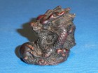 Unique Vintage Chinese Dragon   Ball Antique Old Wood Look Resin Carving Figure