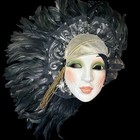 Clay Art Decorative Ceramic Mask With Gold Hat Black Feathers