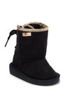 Bebe Baby Toddler Girls Lined Winter Boot 7 8 Black Micro Suede Faux Fur Msrp 42