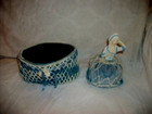 Antique Chalkware Half Doll Pin Cushion Basket Hp Cottagecore Handmade Velvet