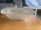Vintage Clear Glass Diamond Cut Square 2 1 2 Quart Bowl